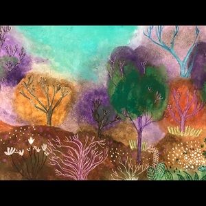 Original watercolor landscape painting 9”x6”